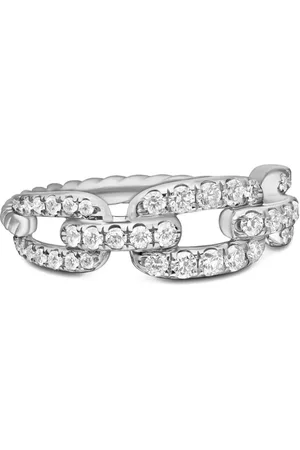 David Yurman 18kt white gold Stax Chain Link diamond ring (7mm)