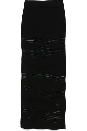 AKEP Drop-stitch-detailing maxi skirt