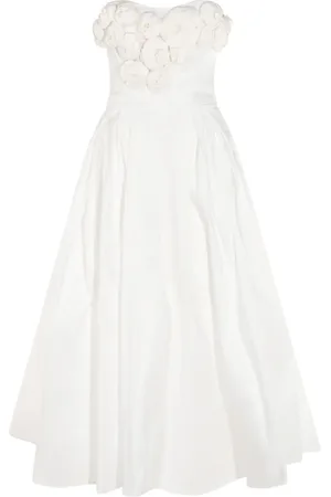 Elisabetta Franchi Rose-appliqu?? gabardine midi dress