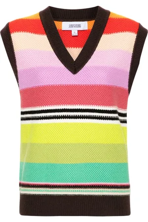 Christopher John Rogers Striped honeycomb-knit vest