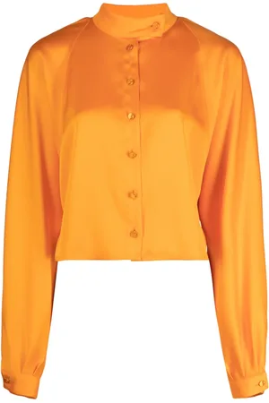 GENNY Band-collar satin blouse