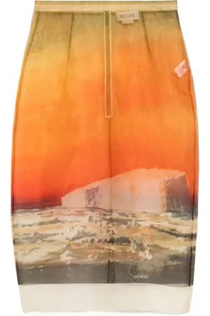 MONSE Printed organza pencil skirt