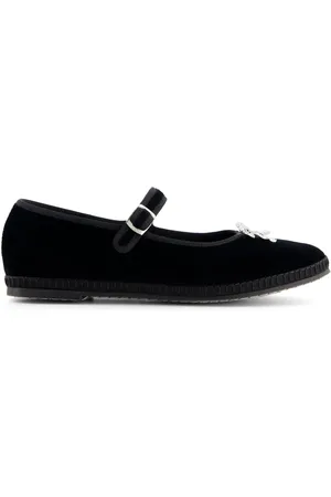 Giambattista Valli Bow-detailing velvet ballerina shoes
