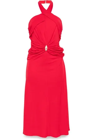 Elisabetta Franchi Crossover-neck midi dress