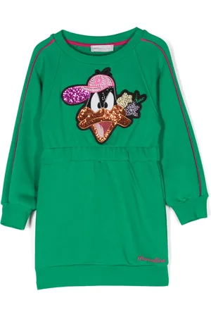 MONNALISA Embroidered-logo graphic-print dress