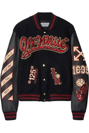 OFF-WHITE X A.C. Milan logo-appliqu??d varsity jacket