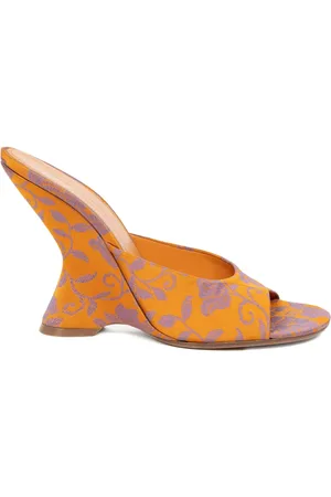 DRIES VAN NOTEN Floral-patterned wedge mules