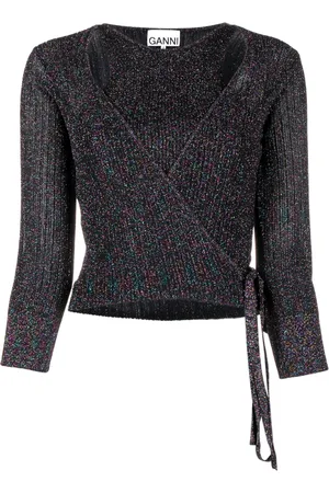 Ganni Sparkle ribbed-knit top