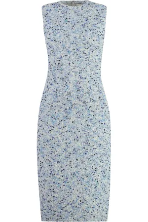 ST. JOHN Sleeveless speckled midi dress