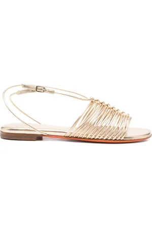 santoni Metallic flat sandals