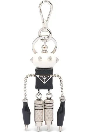 Prada Saffiano leather robot trick keychain