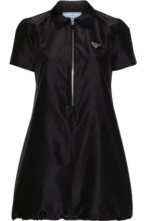 Prada Logo-enamel zip-up shirt minidress