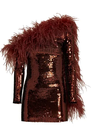 ‎Taller Marmo‎ Garbo Disco feather-trim minidress