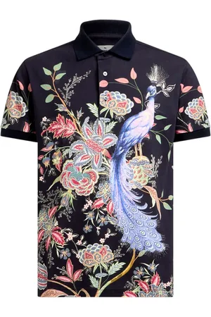 Etro Flowers and Peacock polo shirt
