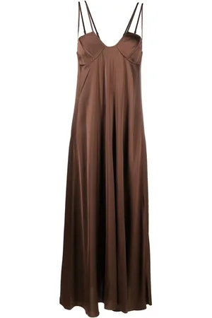 AERON U-neck satin maxi dress