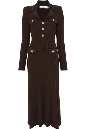 Self-Portrait Ribbed-knit midi dress