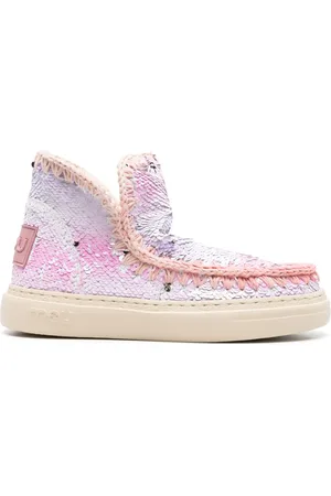 Mou Crochet-trim sequined boots