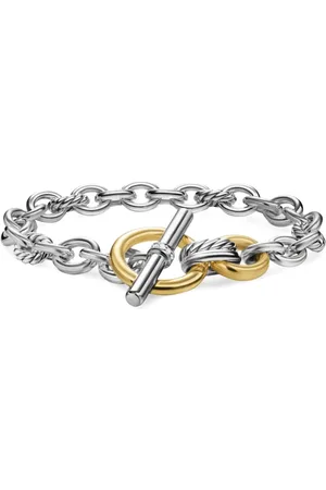 David Yurman 18K yellow gold and sterling DY Mercer?? Toggle Chain diamond bracelet