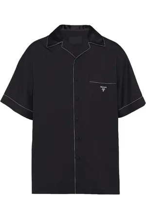 Prada Logo-embroidered silk bowling shirt