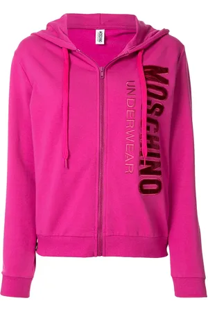 Moschino Logo embroidered zip-up hoodie