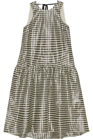Ganni Gingham-check jacquard midi dress