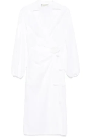 BLUMARINE Rose-appliqu?? poplin midi dress