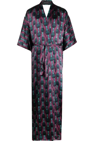 OZWALD BOATENG Geometric-print tie-waist long jacket