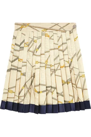 VERSACE Logo-print silk pleated skirt