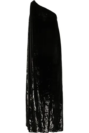 Tom Ford One-shoulder lam??-effect dress