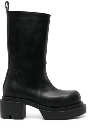 Rick Owens Mid-calf leather plaform boots