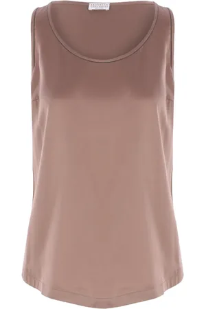 Brunello Cucinelli Silk-satin tank top