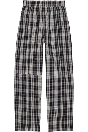 Ganni Tartan-check organic-cotton track pants
