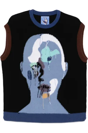 KIDSUPER STUDIOS Reverse knit patchwork face vest