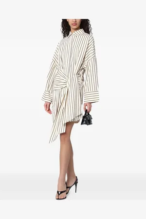 By Malina Striped belted shirt dress