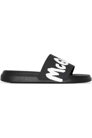 Alexander McQueen Graffiti-logo slip-on slides