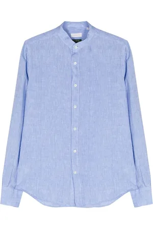 Glanshirt Band-collar linen shirt