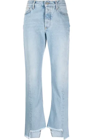 OFF-WHITE Frayed-edge straight-leg jeans