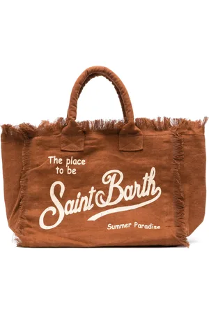MC2 SAINT BARTH Vanity linen fringed beach bag
