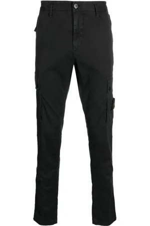 Stone Island Compass-motif cotton tapered trousers