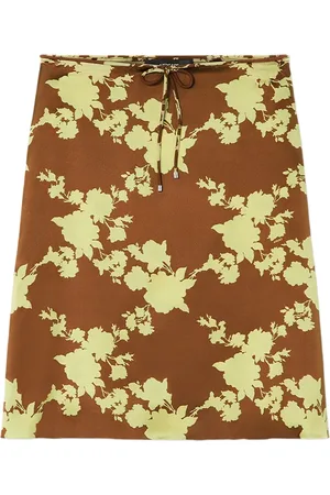 VERSACE Wild Roses satin midi skirt