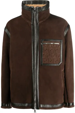 Fendi Logo-embossed shearling jacket