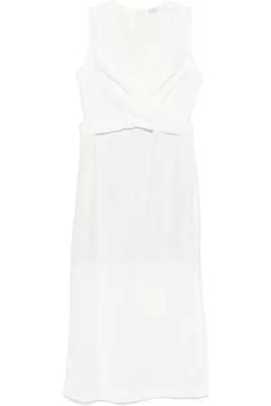 Brunello Cucinelli Twill wrap midi dress