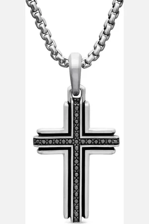 David Yurman Sterling Deco Cross diamond pendant (34mm)