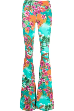 Roberto Cavalli Flared floral-print trousers