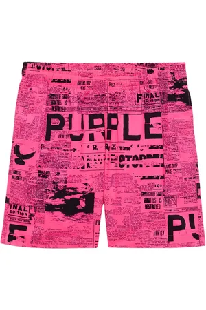 Purple Brand Newspaper-print swim shorts