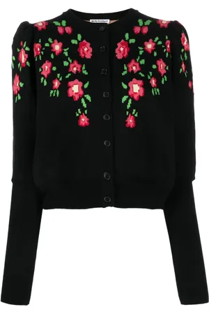 Molly Goddard Floral-intarsia cotton cardigan