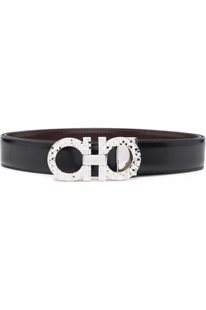 Salvatore Ferragamo Gancini hammered-effect reversible belt