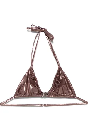 BLUMARINE Rose laminated bikini top