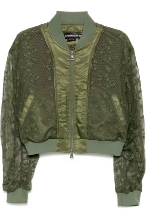 Andersson Bell Double layered logo lace short bomber jacket