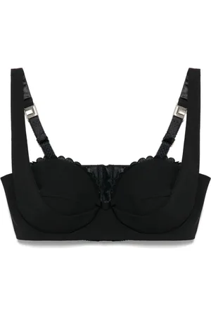 Elisabetta Franchi Embroidered-scallop crepe bra top